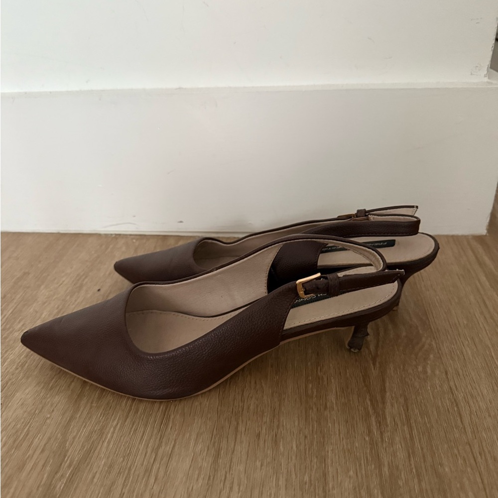 French Connection Dark Brown Slingback Heels